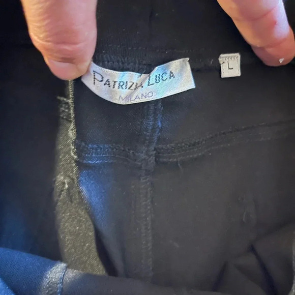 Womens  Pull On Pants Capris Patricia Luca Stretch Black High Rise Italy Size L - Picture 5 of 5